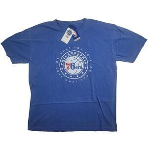 Philadelphia 76ers NBA Life Is Good Distressed Blue T Shirt Mens XL Blue 84 NWT‎